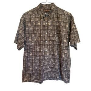 Tori Richard Brown and Cream Patterned Men's Short Sleeve Button Down Shirt